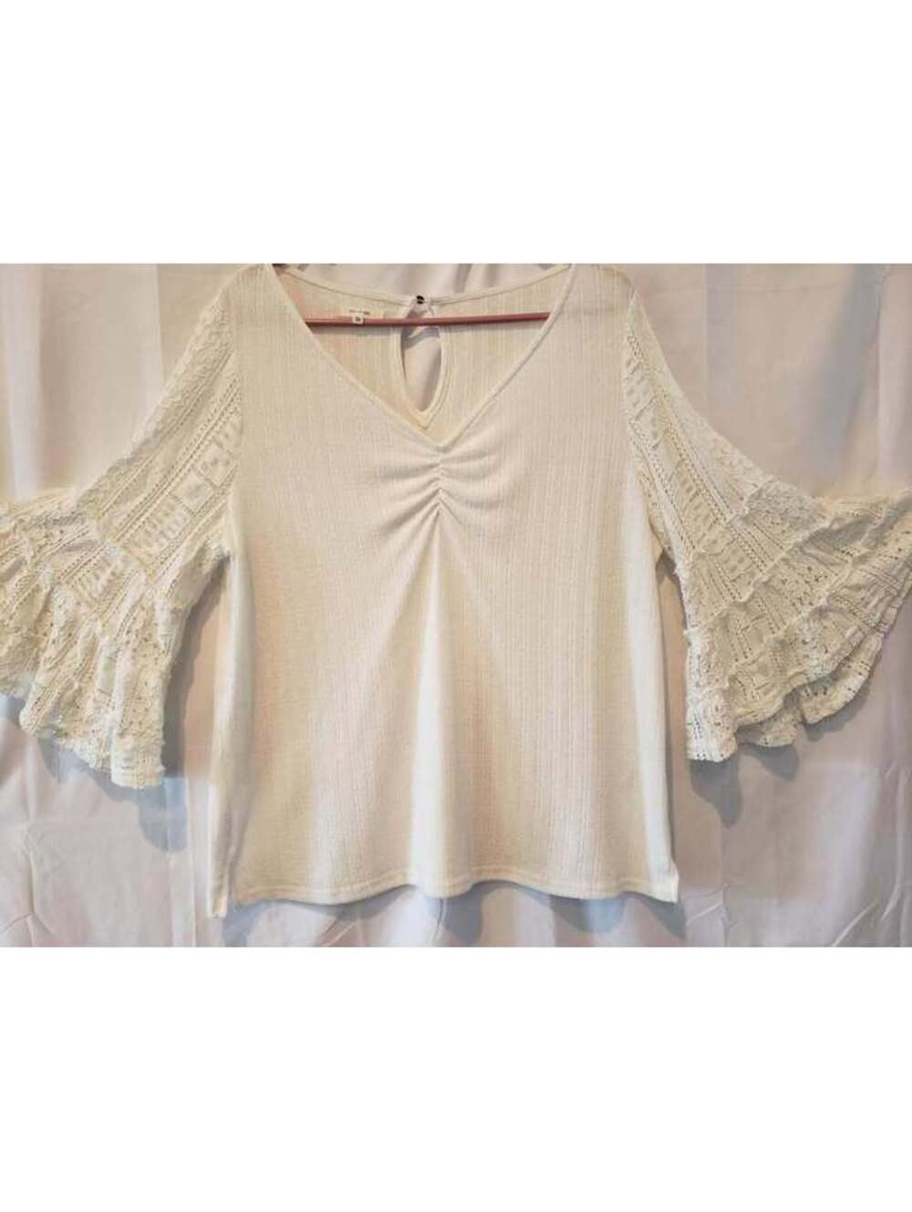 Maurices White Lace Trumpet Sleeve Top Plus Size 0X